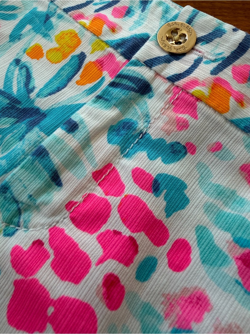 Lilly Pulitzer Women’s Callahan Serene Blue Tippy Top Shorts Sz 12 Tropical Pink - Picture 15 of 15